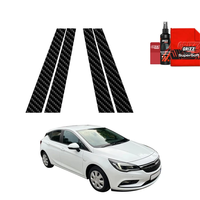 GrizzGlass BodyShield Carbon pillar film for Opel Astra K Facelift (2019-2022) [4in1]