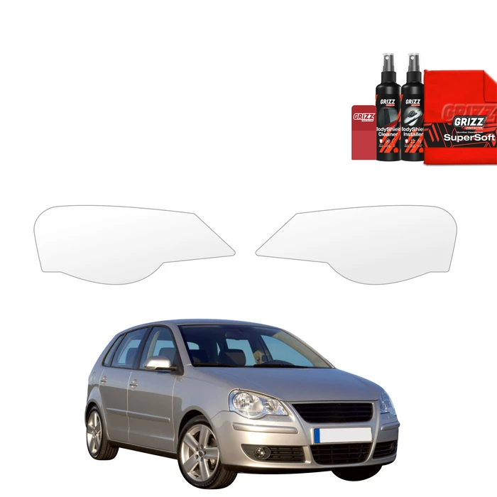 GrizzGlass BodyShield Protective headlight film for Volkswagen Polo Hatchback 5D (2001-2009) [2in1]