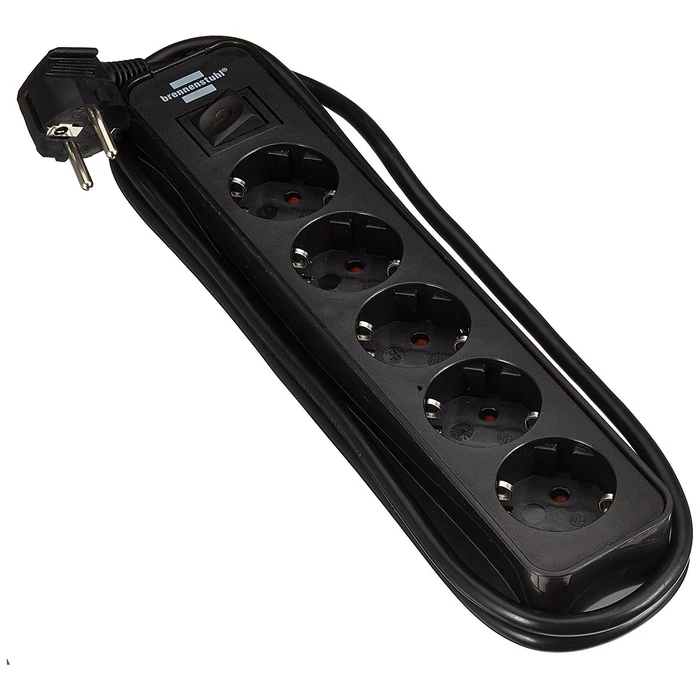 Πολύπριζο Με Διακόπτη Brennentuhl Ecolor 5 Θέσεων Black/Black 1,5m