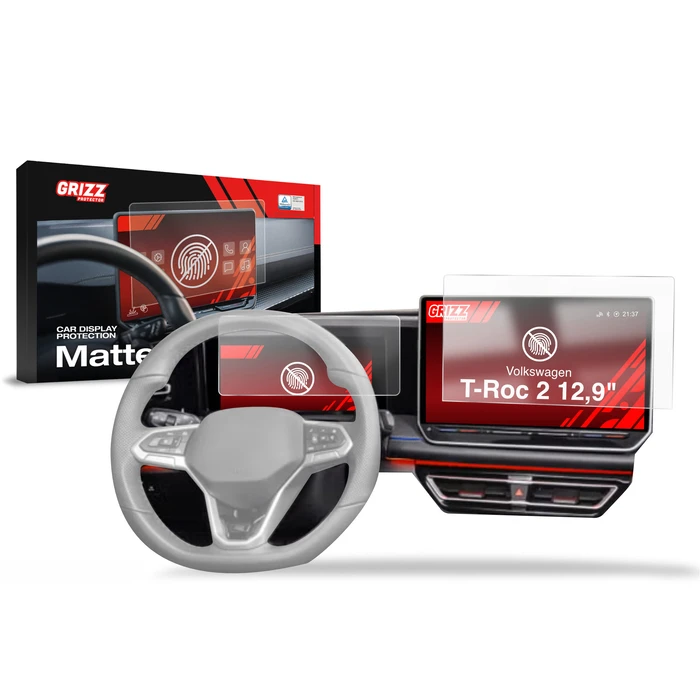 GrizzGlass CarDisplay Protection Matte film for Volkswagen T-Roc 2 12,9" (2025-2026) [2in1]