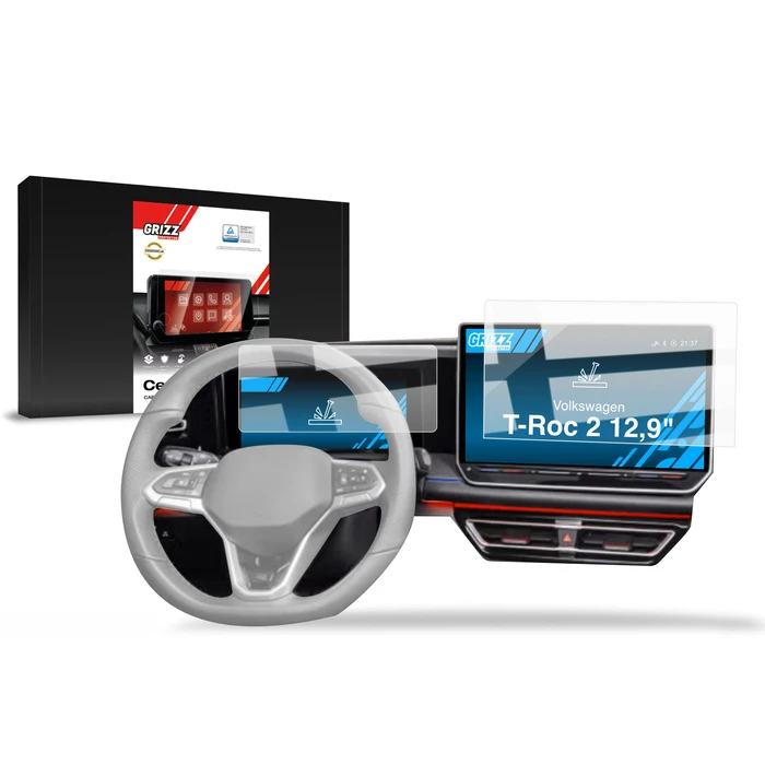 GrizzGlass CarDisplay Protection Ceramic film for Volkswagen T-Roc 2 12,9" (2025-2026) [2in1]