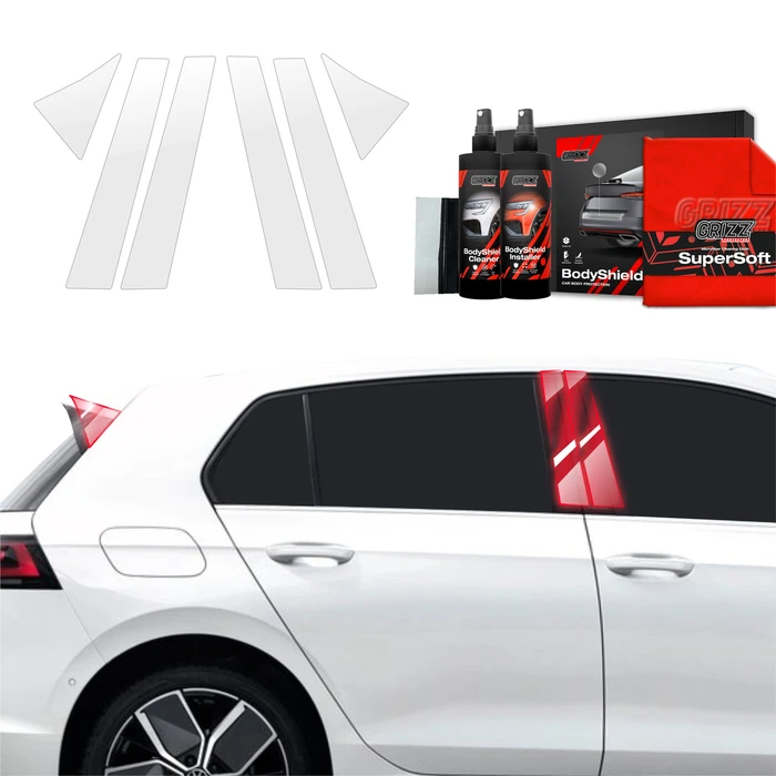 GrizzGlass BodyShield Protective pillar film for Volkswagen VW Golf 8 Hatchback (2024-2025) [6in1]