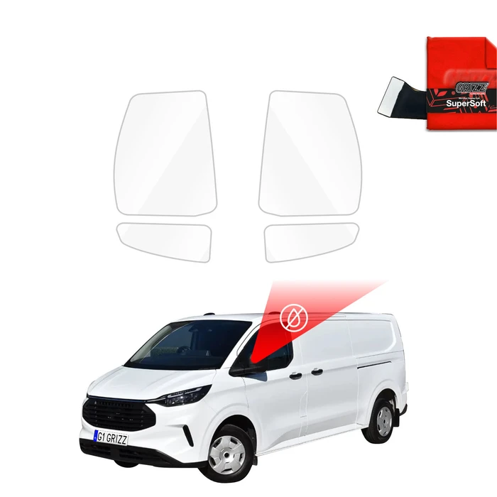 GrizzGlass ZeroDrop Rain-repellent mirror film for Ford Custom (2023-2026)