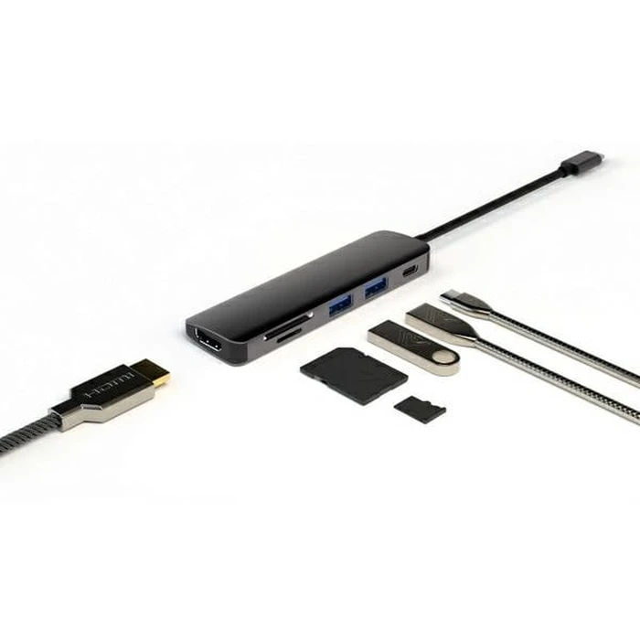 4smarts HUB 6in1 DeX Function 2xUSB-A 3.0 / USB-C / HDMI / SD / MicroSD gray