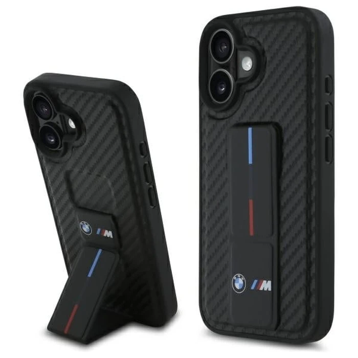 BMW Apple iPhone 16 hardcase M Grip Stand Smooth and Carbon black