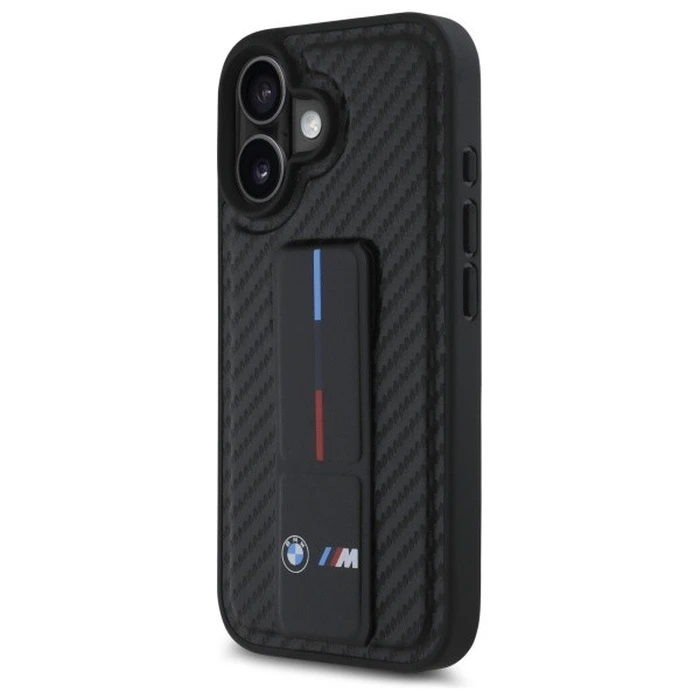 BMW Apple iPhone 16 hardcase M Grip Stand Smooth and Carbon black