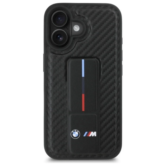BMW Apple iPhone 16 hardcase M Grip Stand Smooth and Carbon black