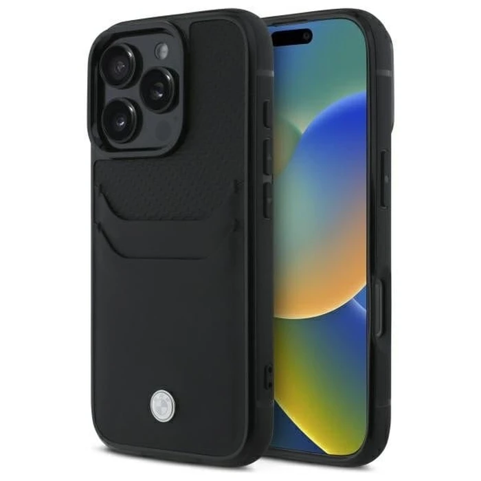 BMW Apple iPhone 16 Pro Max hardcase Sign Leather Cardslot black