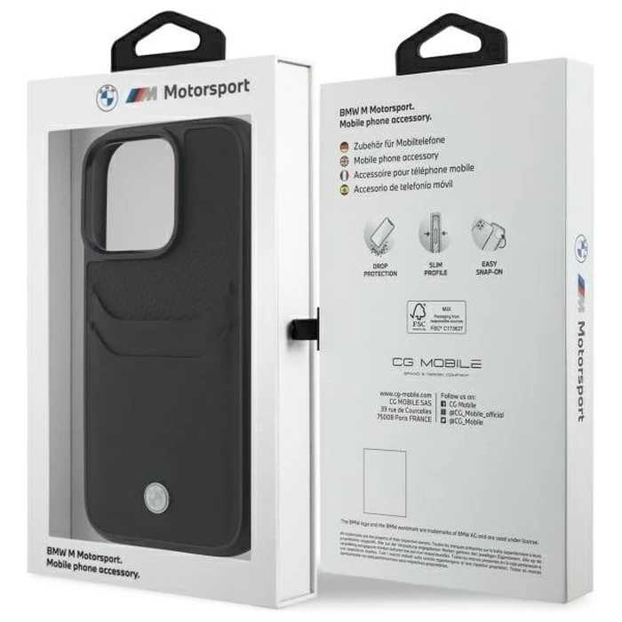 BMW Apple iPhone 16 Pro Max hardcase Sign Leather Cardslot black