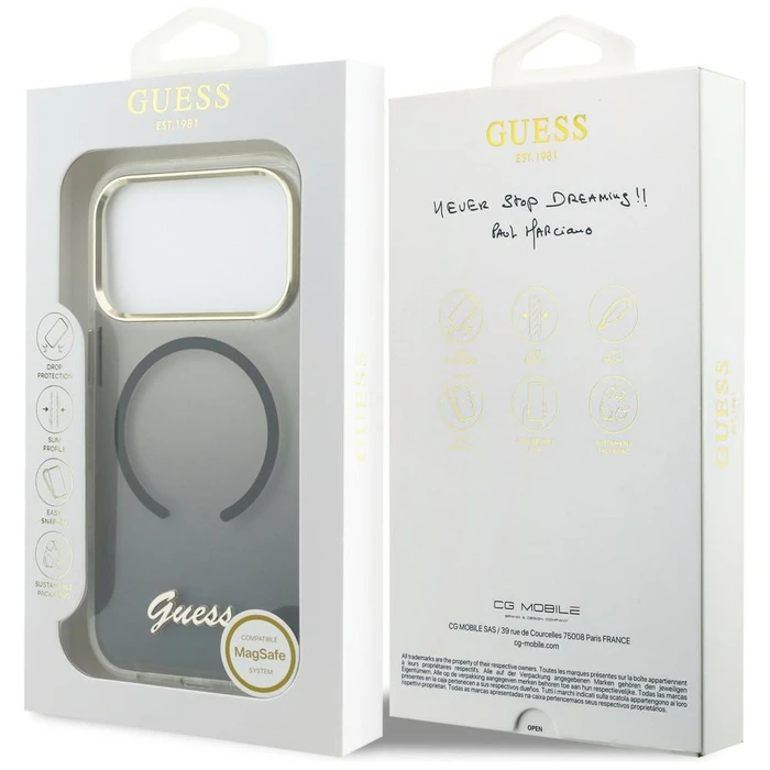 Guess IML Gradient Script Metal MagSafe Apple iPhone 17 Pro black