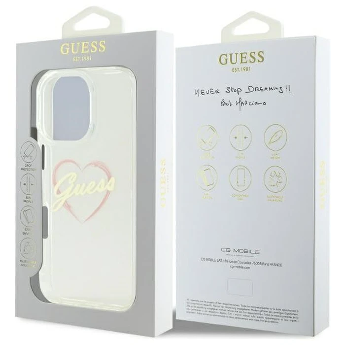 Guess Apple iPhone 16 Pro hardcase IML Heart clear