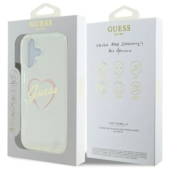Guess Apple iPhone 16 plus hardcase IML Heart clear