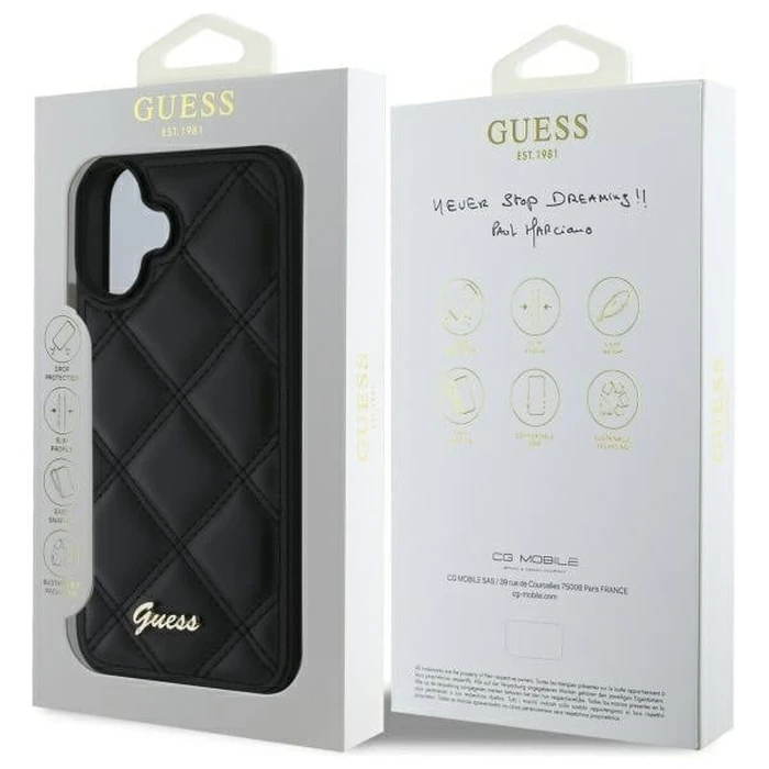 Guess Apple iPhone 16 Plus hardcase Quilted Metal Logo black
