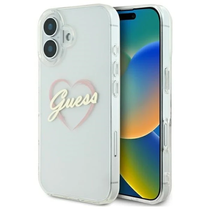 Guess Apple iPhone 16 hardcase IML Heart clear