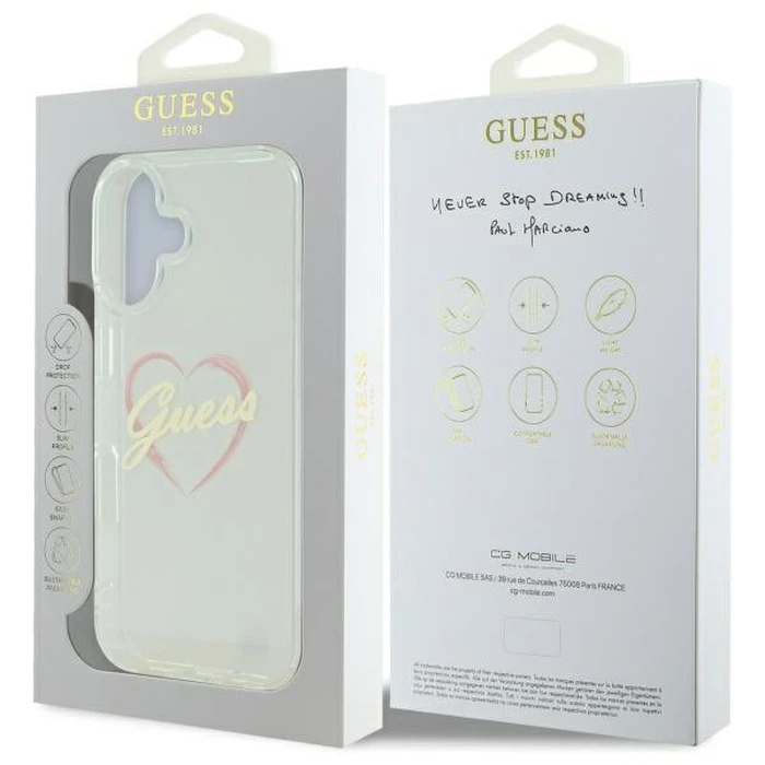 Guess Apple iPhone 16 hardcase IML Heart clear