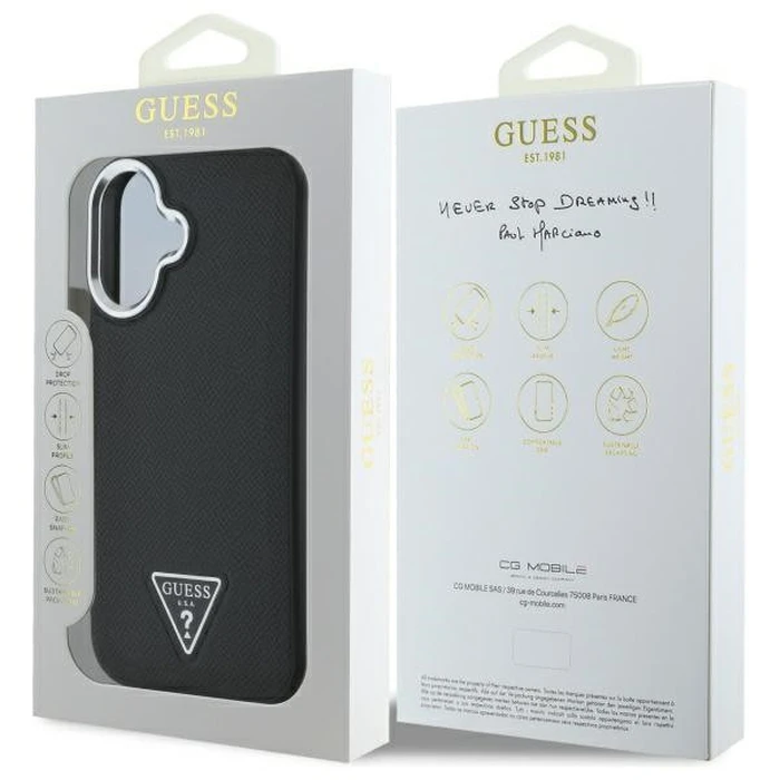 Guess Apple iPhone 16 hardcase Grained Triangle MagSafe black