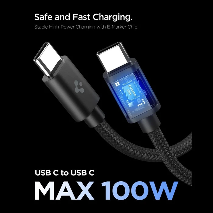 Spigen EE451EU Essential 1-port USB-C Network Charger 45W + USB-C Cable Black