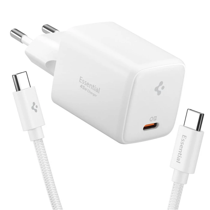 Spigen EE451EU Essential 1-port USB-C Network Charger 45W + USB-C Cable White