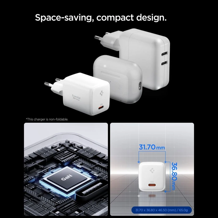 Spigen EE451EU Essential 1-port USB-C Network Charger 45W + USB-C Cable White