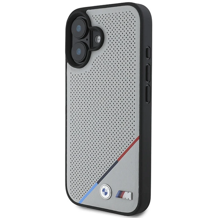 BMW Apple iPhone 16 hardcase M Perforated Tricolor Line MagSafe grey