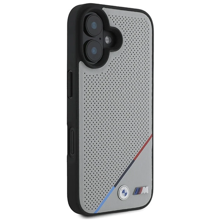 BMW Apple iPhone 16 hardcase M Perforated Tricolor Line MagSafe grey