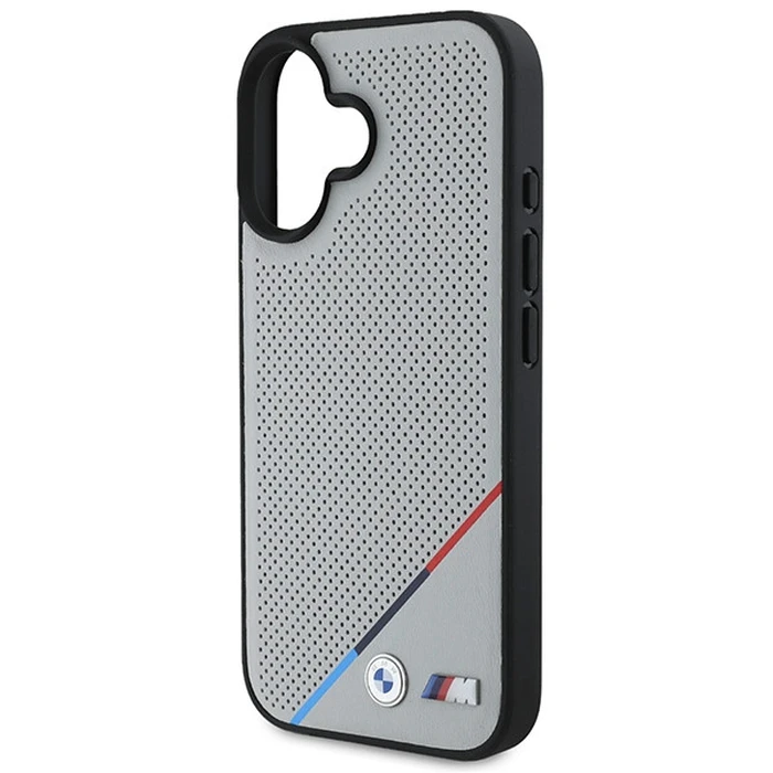 BMW Apple iPhone 16 hardcase M Perforated Tricolor Line MagSafe grey