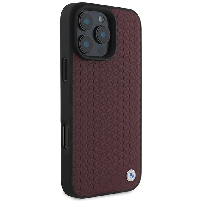 BMW Apple iPhone 16 Pro Max hardcase Sign Leather Diamond Metal Logo MagSafe red