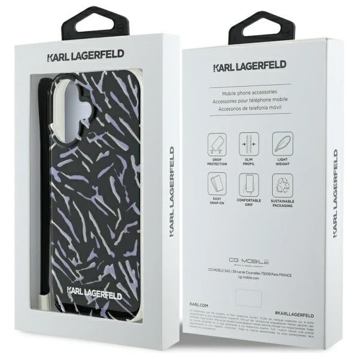 Karl Lagerfeld Apple iPhone 16 Plus Zebra With Cord purple