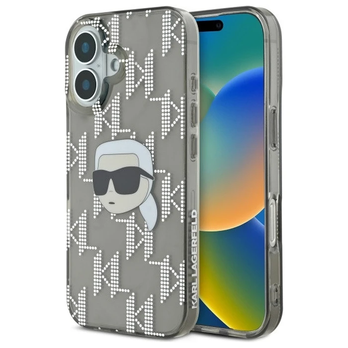 Karl Lagerfeld Apple iPhone 16 hardcase IML Karl Head Electroplated black