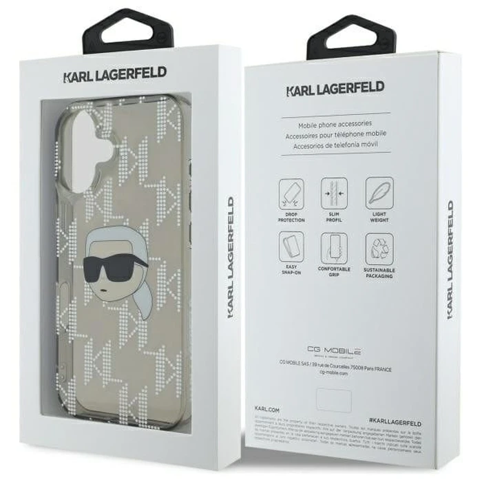 Karl Lagerfeld Apple iPhone 16 hardcase IML Karl Head Electroplated black
