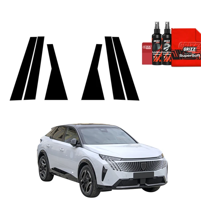 GrizzGlass BodyShield Black Car Pillars Protective Film Peugeot 3008 (2024-2025) [6in1]