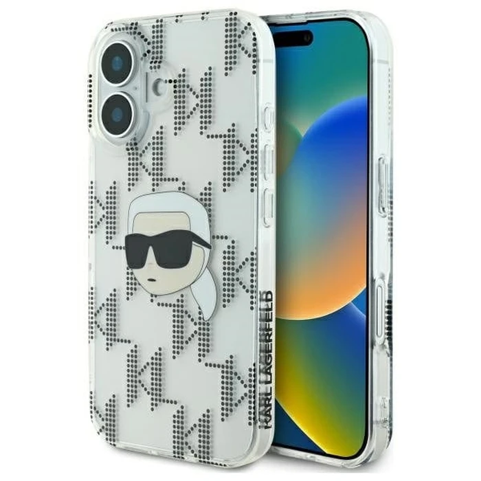 Karl Lagerfeld Apple iPhone 16 hardcase IML Karl Head Electroplated clear