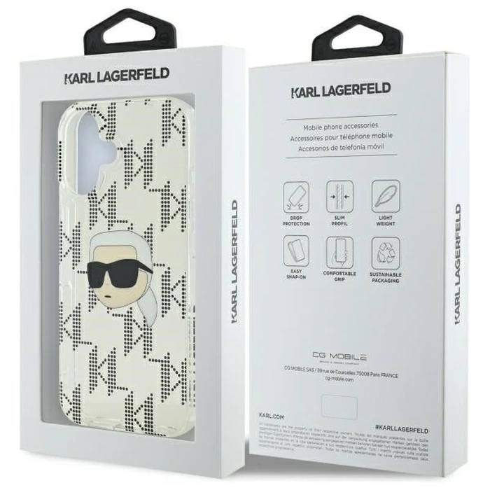 Karl Lagerfeld Apple iPhone 16 hardcase IML Karl Head Electroplated clear