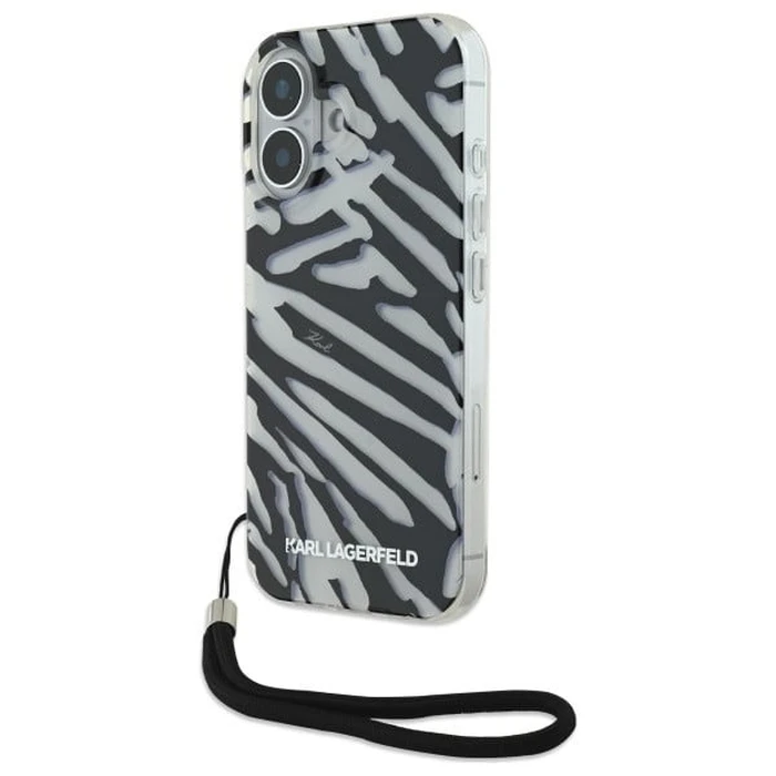 Karl Lagerfeld Apple iPhone 16 hardcase IML Zebra Pattern & Cord black