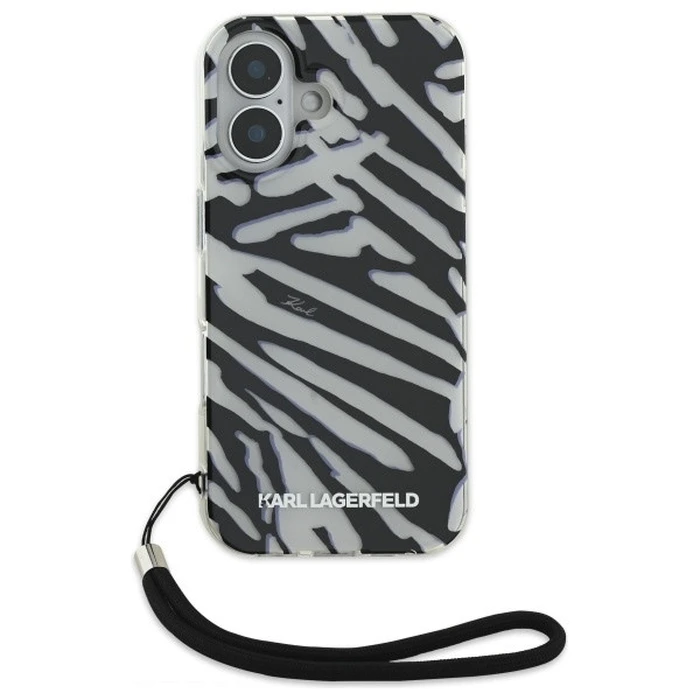 Karl Lagerfeld Apple iPhone 16 hardcase IML Zebra Pattern & Cord black