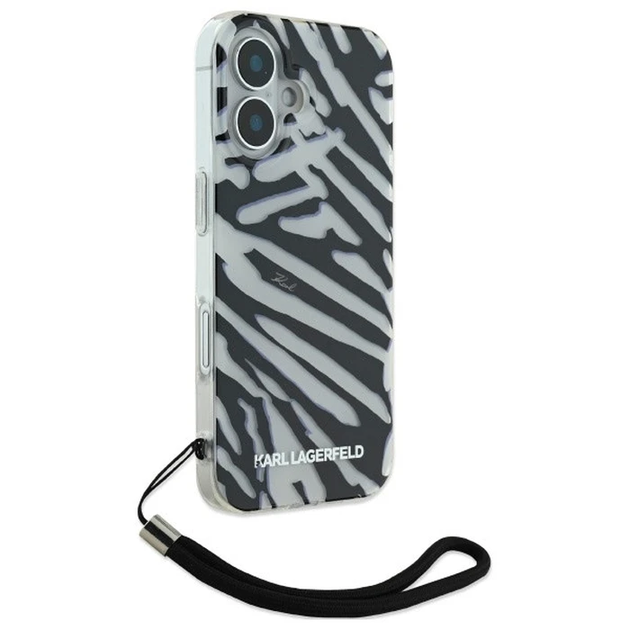 Karl Lagerfeld Apple iPhone 16 hardcase IML Zebra Pattern & Cord black