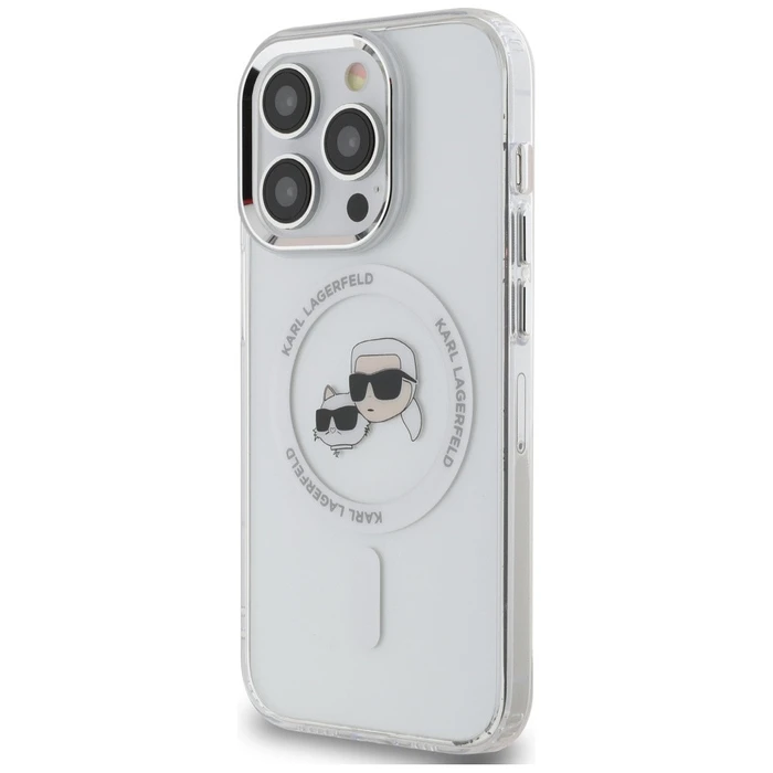 Karl Lagerfeld Apple iPhone 14 Pro hardcase IML Metal Karl&Choupette Head MagSafe white