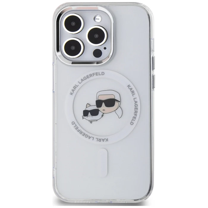 Karl Lagerfeld Apple iPhone 14 Pro hardcase IML Metal Karl&Choupette Head MagSafe white