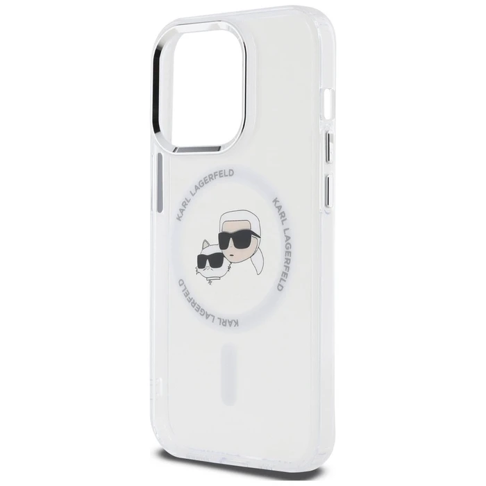 Karl Lagerfeld Apple iPhone 14 Pro hardcase IML Metal Karl&Choupette Head MagSafe white