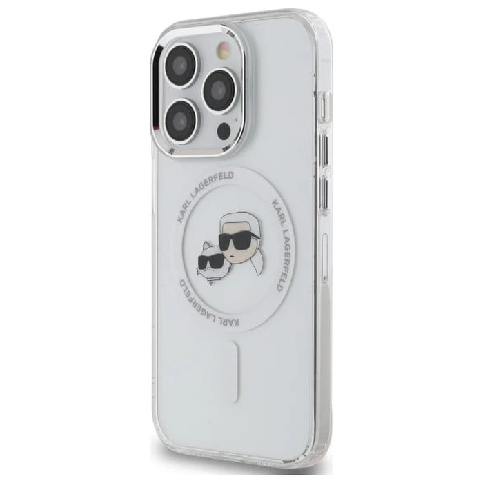 Karl Lagerfeld Apple iPhone 14 Pro Max hardcase IML Metal Karl&Choupette Head MagSafe white