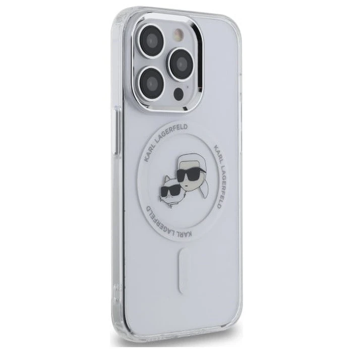 Karl Lagerfeld Apple iPhone 14 Pro Max hardcase IML Metal Karl&Choupette Head MagSafe white