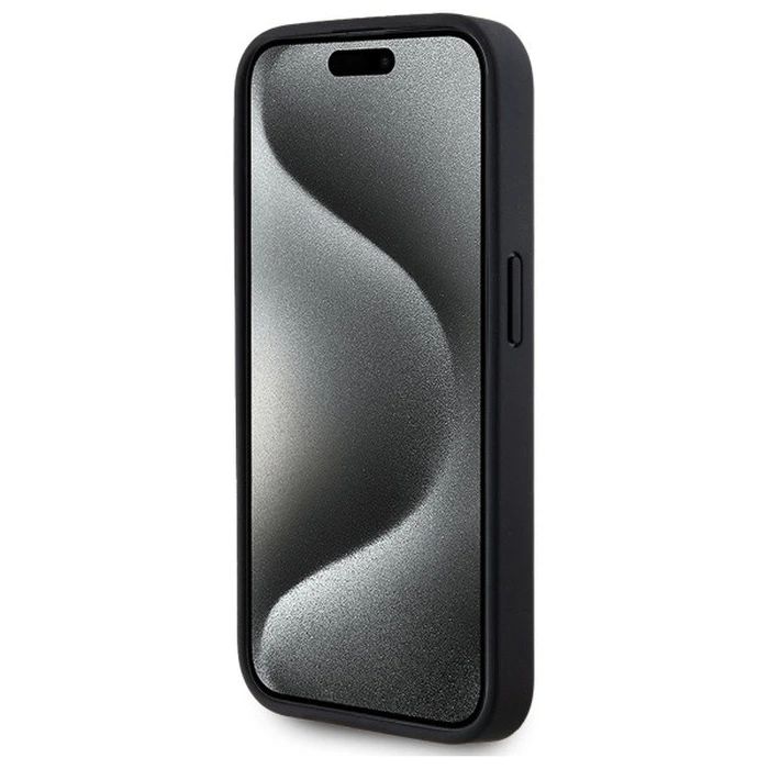 Karl Lagerfeld Apple iPhone 15 Pro hardcase Leather Monogram Metal Logo MagSafe black