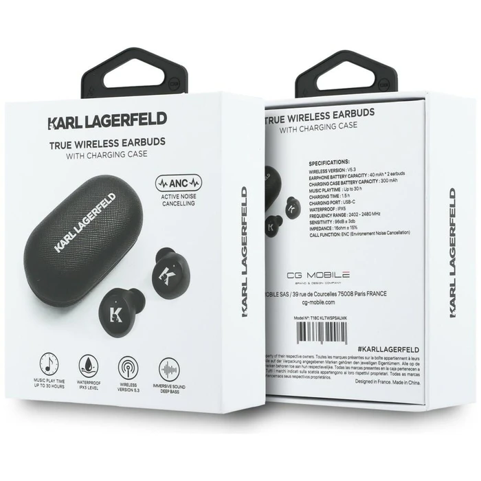 Karl Lagerfeld Saffiano Logo Wireless in-ear headphones TWS ENC black