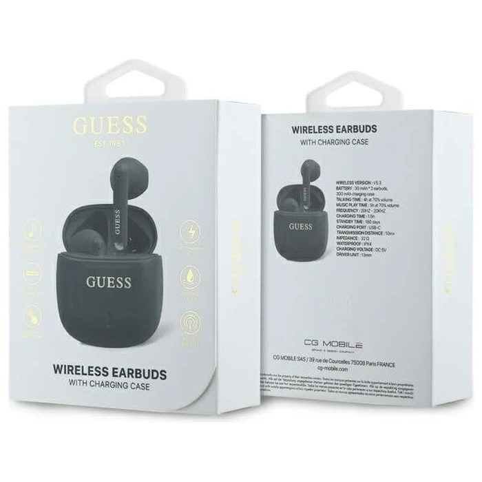 Guess Bluetooth wireless in-ear headphones + Printed Classic Logo docking station black