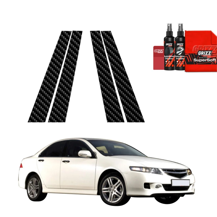 GrizzGlass BodyShield Carbon Car Pillars Protective Film Honda Accord 7 Facelift (2005-2007) [4in1]