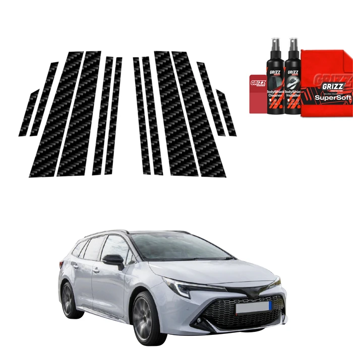 GrizzGlass BodyShield Carbon Car Pillars Protective Film Toyota Corolla Kombi (2019-2022) [12in1]