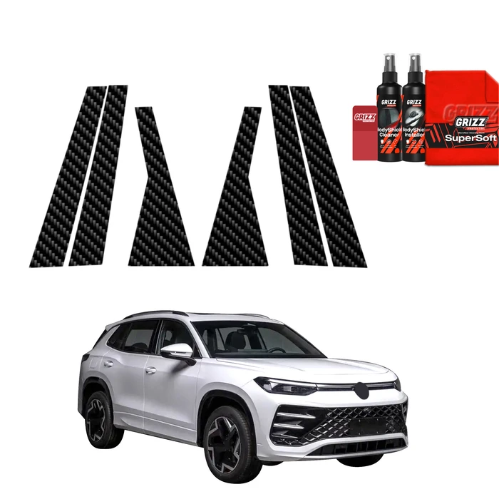 GrizzGlass BodyShield Carbon Car Pillars Protective Film Volkswagen Tayron (2025-2026) [6in1]