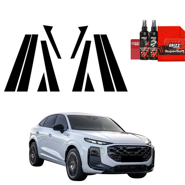 GrizzGlass BodyShield Black Car Pillars Protective Film Audi Q3 Sportback (2025-2026) [10in1]