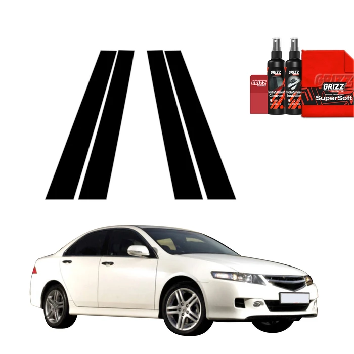 GrizzGlass BodyShield Black Car Pillars Protective Film Honda Accord 7 Facelift (2005-2007) [4in1]