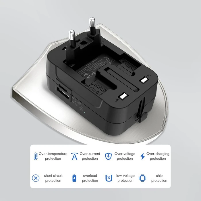 Tech-Protect TA300 Travel Adapter EU / UK / US / AU Black